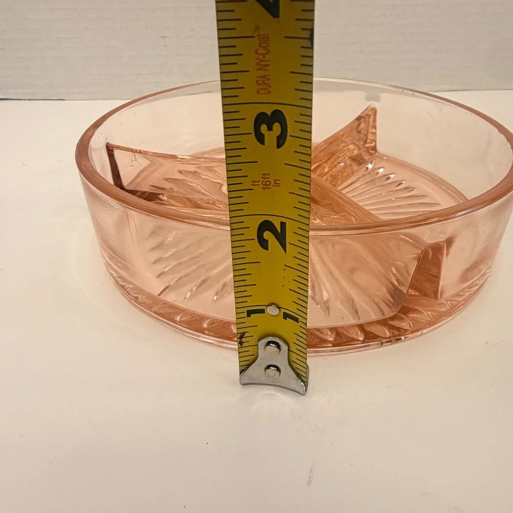 Vintage Pink Depression Glass 3 Part Divided Relish Dish Starburst 6.25 Inch